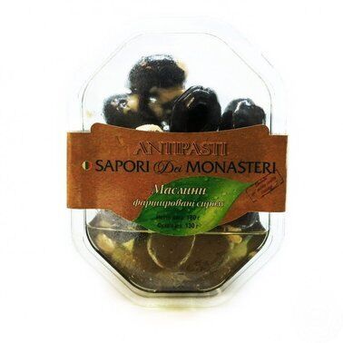 Маслины черные фаршированные сыром "Sapori dei Monasteri", 180 гр