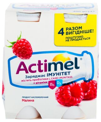 Продукт кисломолочный Danone Actimel Малина 4*100г