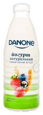 Йогурт Danone Злаки-Лесные ягоды натуральный питьевой 1,5% 800г