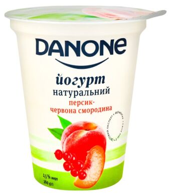 Йогурт Danone Персик-Красная смородина натуральный 2,5% 260г