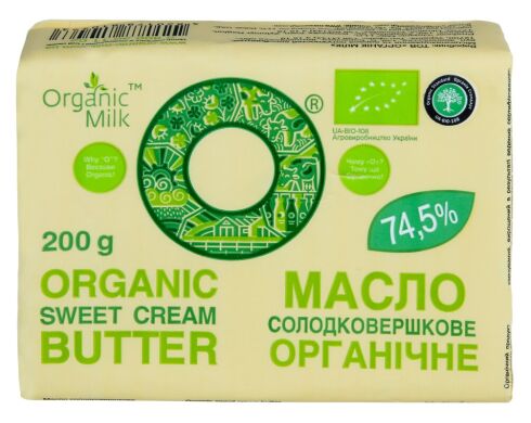 Масло Organic Milk органическое сладкосливочное 74,5% 200г