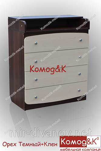 Комод пеленатор Beby. Цвет Орех Темный+Клен