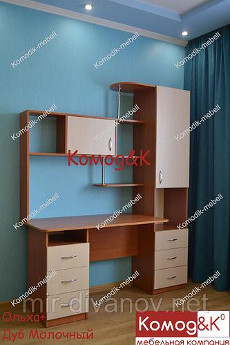 Стол компьютерный Оскар прямой. Ольха+Дуб Молочный