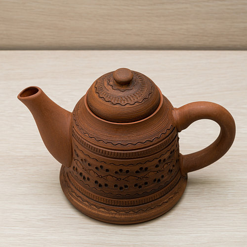 Чайник заварочный из красной глины, в/п глазурь, 0,8л