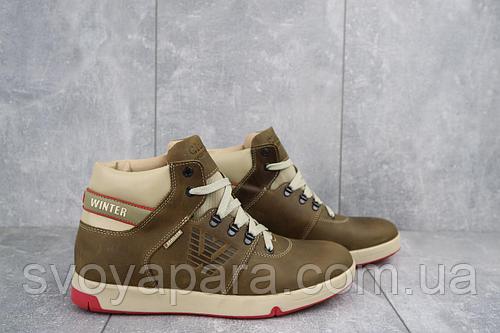 Мужские кеды кожаные зимние оливковые Clubshoes W Olivka
