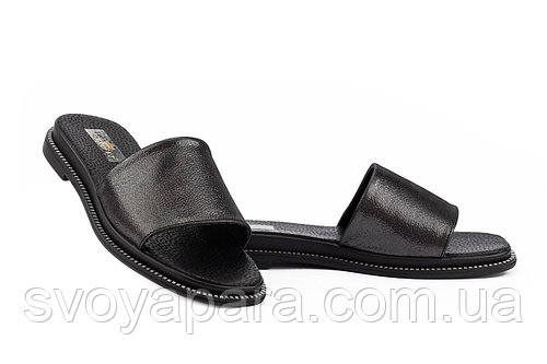 Женские шлепанцы кожаные летние черные Mkrafvt Fashion Ш-5