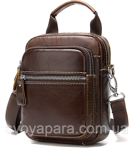 Сумка-барсетка на пояс мужская кожаная Vintage 20012 Коричневая