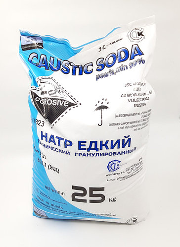 Каустична сода 25 кг/мішок Гранула, Їдкий Натр, Щелочь, NaOH
