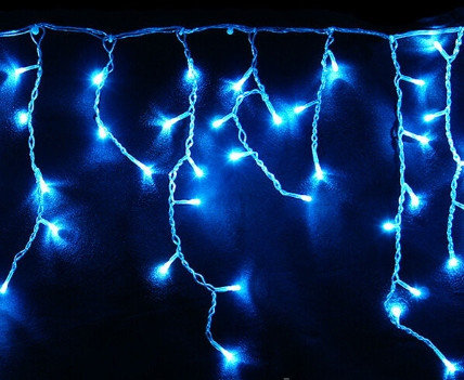 Гирлянда 120 LED 3м «Бахрома» с прозрачным проводом (синий)