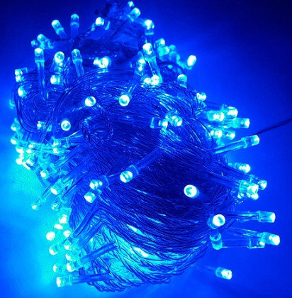 Гирлянда 300 LED 14м с прозрачным проводом (синий)