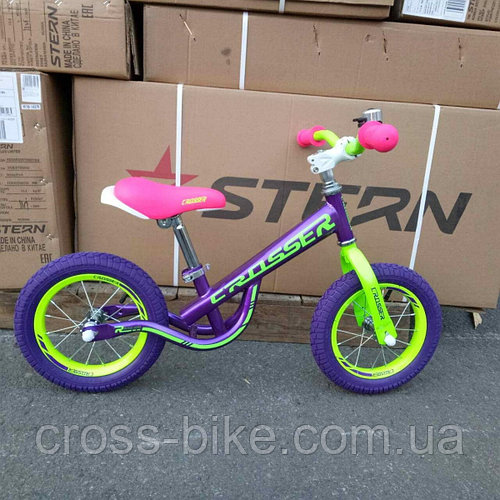 Беговел детский, велобег двухколесный Crosser Balance New 12 дюймов (кроссер баланс) фиолетовый