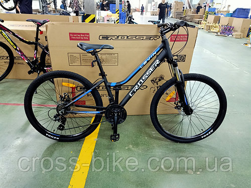 Горный подростковый велосипед Crosser Levin 24 дюймы черно-синий