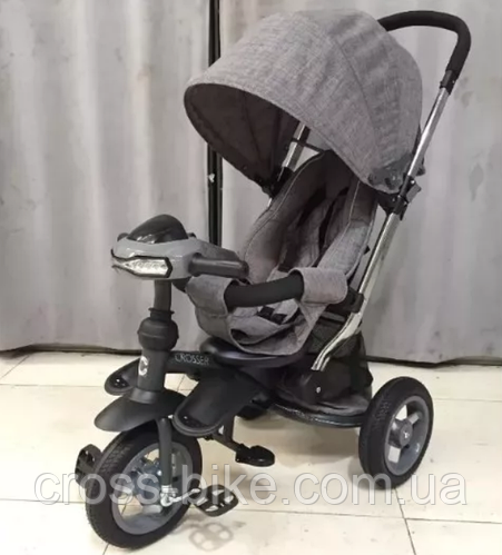 Детский трехколесный велосипед Crosser T-350 ECO AIR NEW ведосипед-коляска для девочки темно-серый