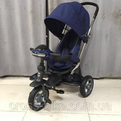 Детский трехколесный велосипед Crosser T-350 ECO AIR NEW ведосипед-коляска для девочки синий