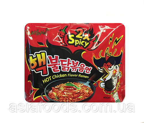 Лапша рамен быстрого приготовления с курицей очень острая (Hot Chicken Flavor Ramen 2 x Spicy) Halal SamYang