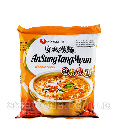 Лапша быстрого приготовления с грибами та водорослями AnSungTangMyun Nong Shim 125 г