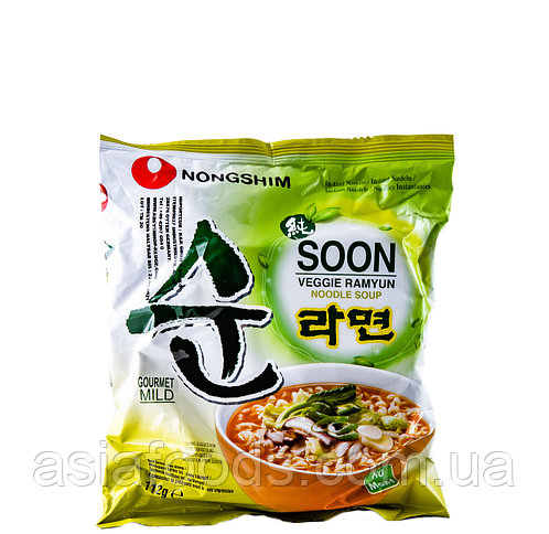 Лапша Рамен быстрого приготовления вегетарианска Soon Veggie Ramyun Nong Shim 112 г