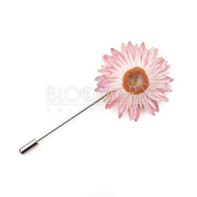 Брошь-иголка с розовым бессмертником