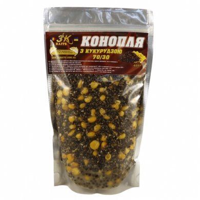 3K Baits КОНОПЛЯ С КУКУРУЗОЙ (70/30) 0,4кг.