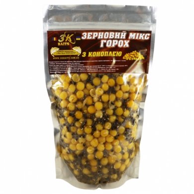 3K Baits зерновой МИКС ГОРОХ (с коноплей) 0,4кг.