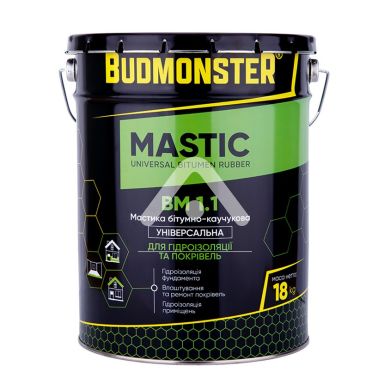 Мастика битумно-каучуковая универсальная BudMonster, 18 кг BudMonster