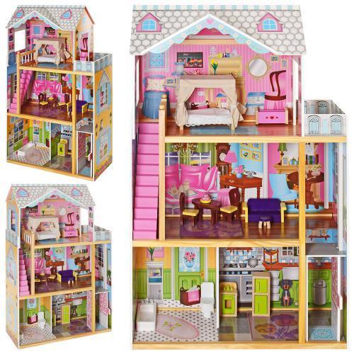 Деревянный домик с мебелью для кукол (аналог KidKraft) арт. 2252