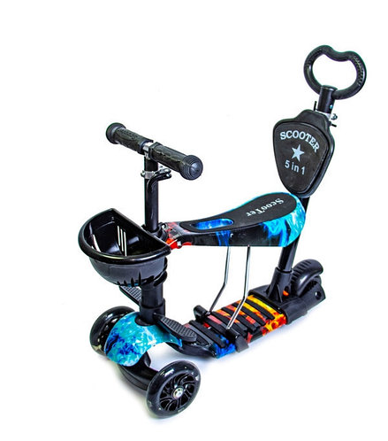 Самокат - беговел 5 в1 Best Scooter с родительской ручкой и подножками арт. 21500