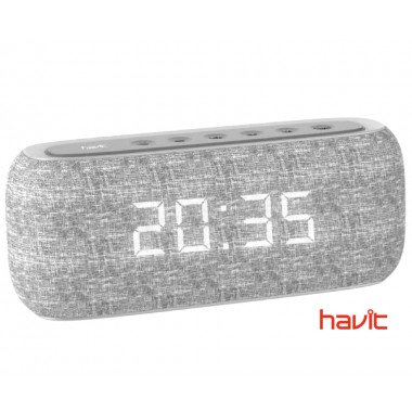 Портативная колонка HAVIT HV-M29BT с FM-радио, часами и стереозвуком, серая (24587)