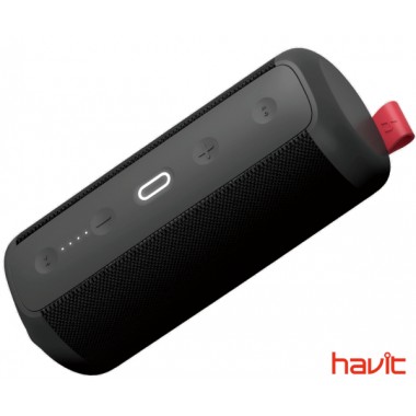 Водонепроницаемая ударопрочная портативная колонка HAVIT HAKII CHEER black/red с NFC, подключением TWS и функцией Power Bank (25369)