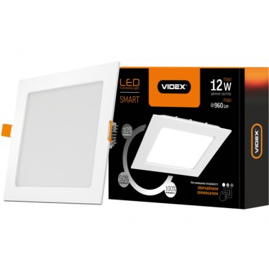 Светодиодный светильник с регулировкой цветности VIDEX 12W 3000-6200K 220V С3, встраиваемый Квадрат