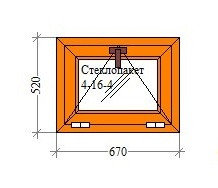 Окно Salamander 2D 670*620 откидное Готовое; "золотой дуб"