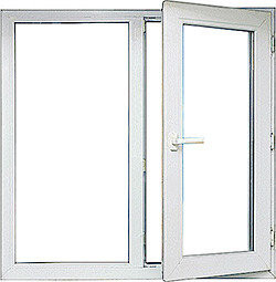 Окно KBE 70 двухстворчатое 1,2м * 1,4м двухкамерный стеклопакет