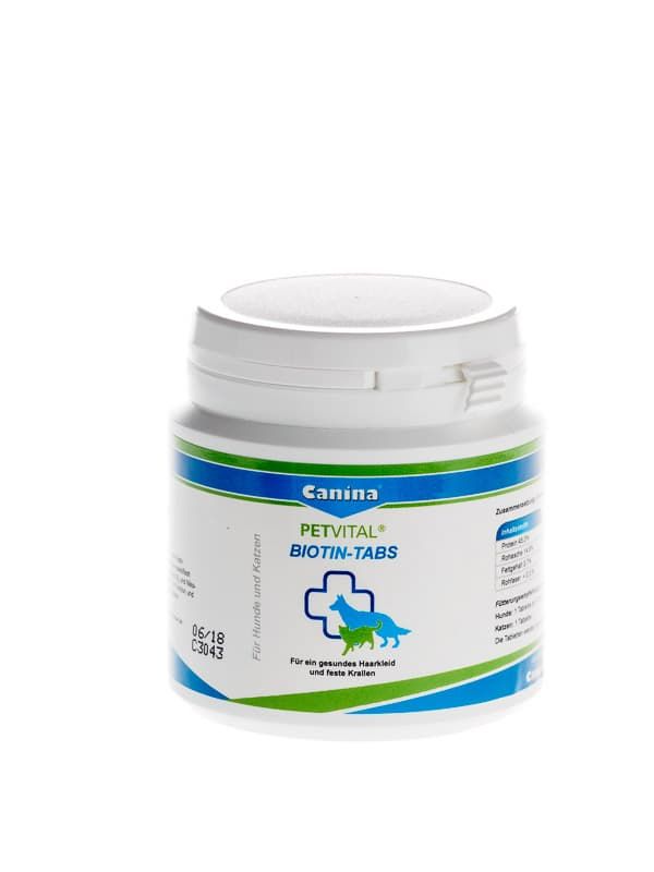 Витаминная добавка для здоровой шерсти и кожи Canina Petvital Biotin Tabs для привередливых собак и кошек 100 г