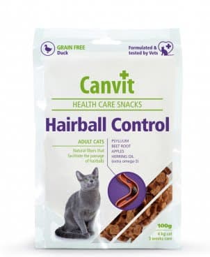 Полувлажные функциональные лакомства Canvit Hairball Control для профилактики формирования и выведения комков шерсти у котов 100г