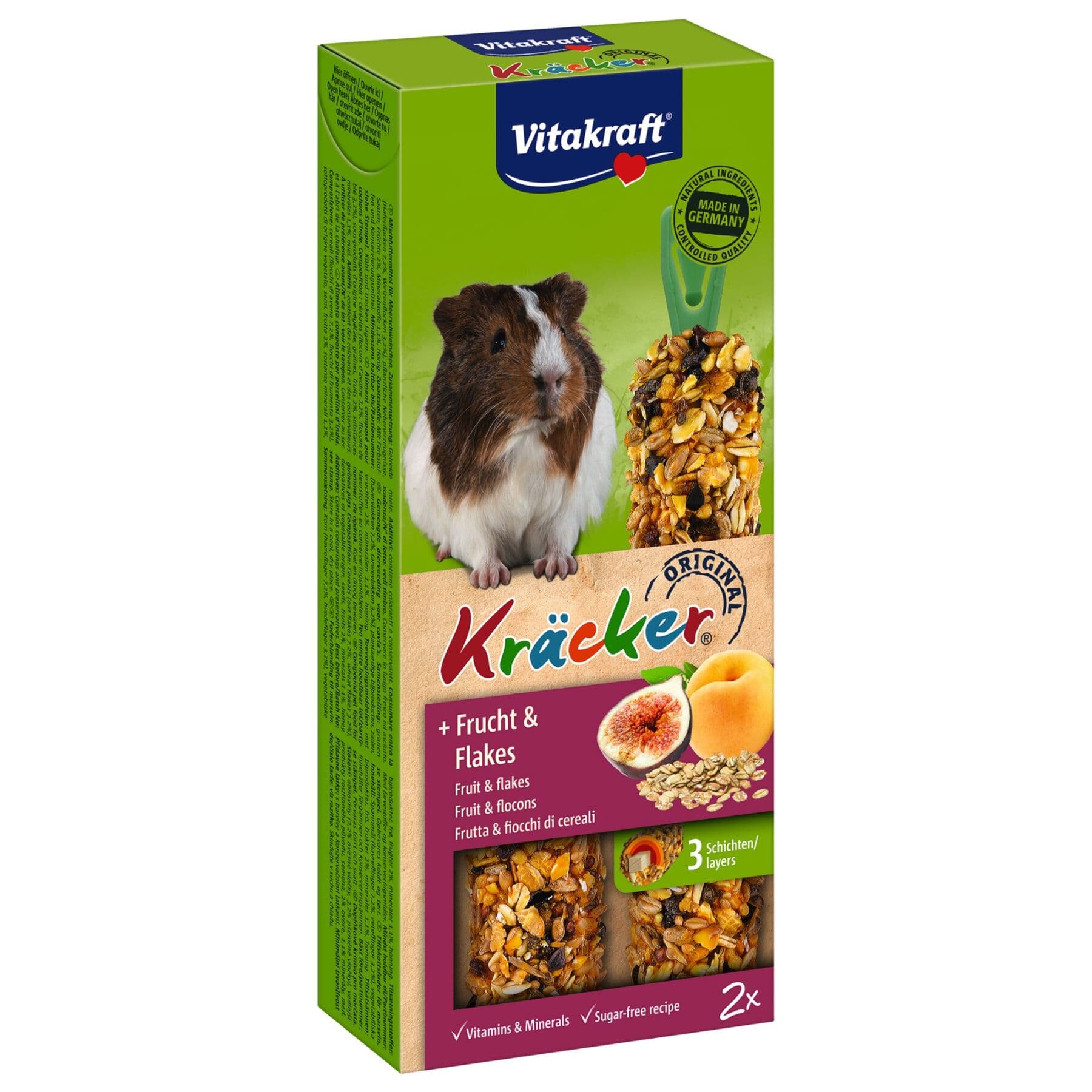 Повседневные лакомства для морских свинок Vitakraft «Kracker Original + Frucht &amp; Flakes» 112 г / 2 шт. (фрукты и хлопья)