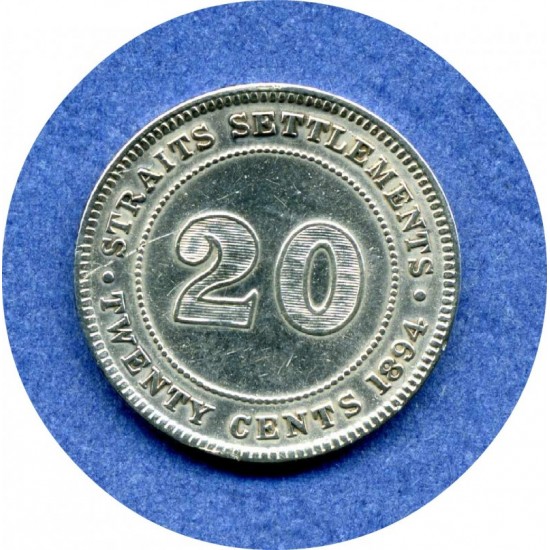 20 центов. Стрейтс Сетлментс. Великобритания 1894