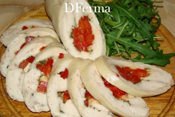 Рулет куриный с болгарским перцем (запеченный)