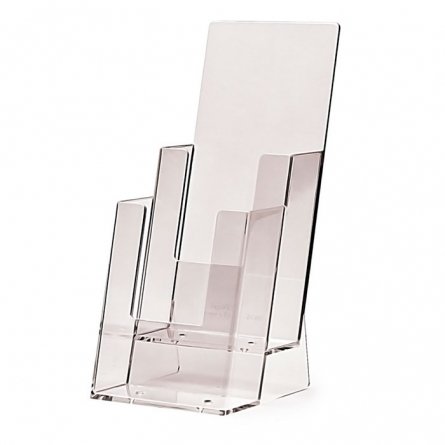 Acrylic brochure holder 1/3 A4 vertical (2 pockets stairs)
