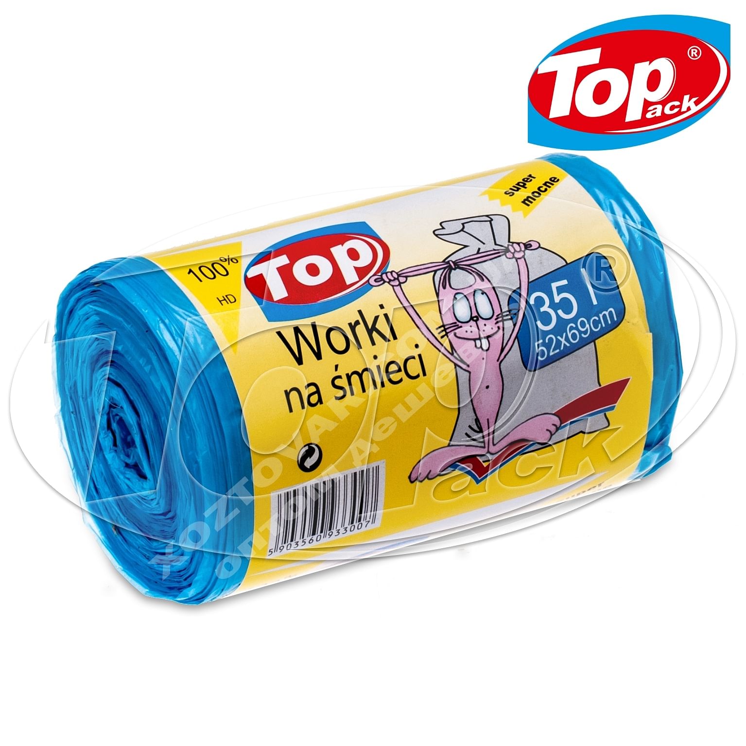 Пакет для мусора MIX 60*80/60л 10шт. (голубой) Top pack
