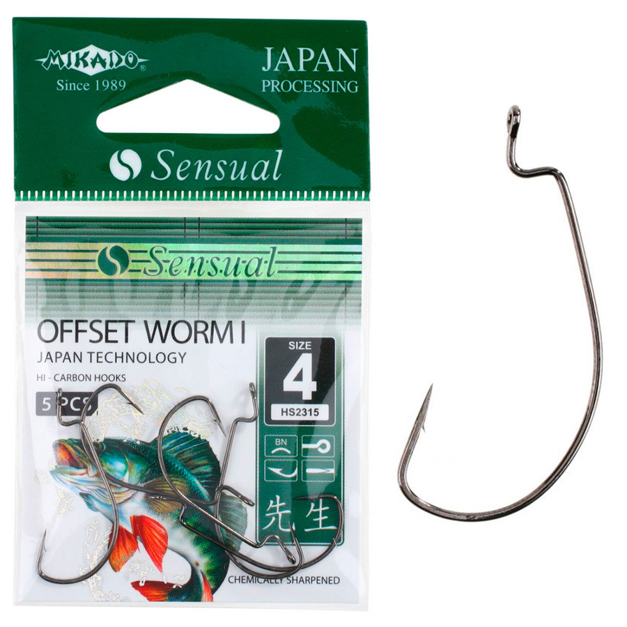Крючок офсетный Mikado Sensual Offset Worm I № 1  5шт. (black nickel)