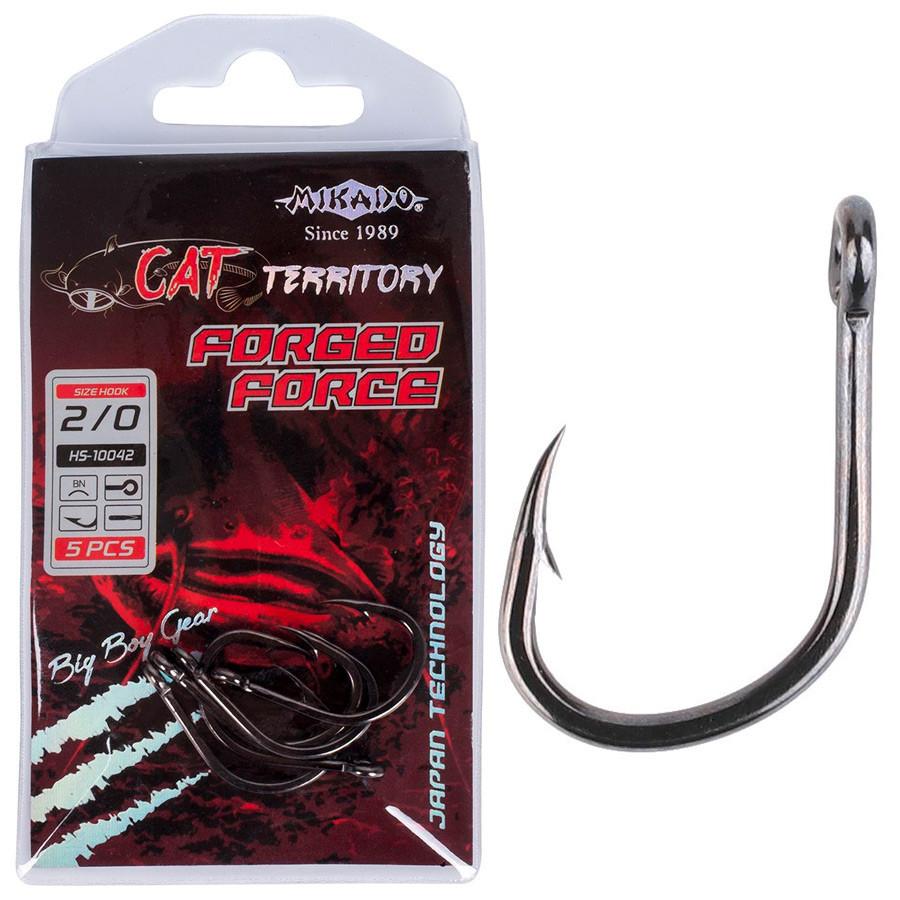 Крючок Mikado Cat Territory Forged Force № 6/0 (ушко) 3шт. (black nickel)