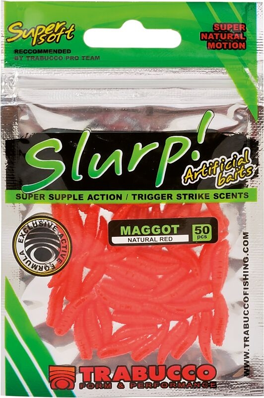 Силиконовый опарыш, личинка мухи TRABUCCO Slurp Maggots Natural Red