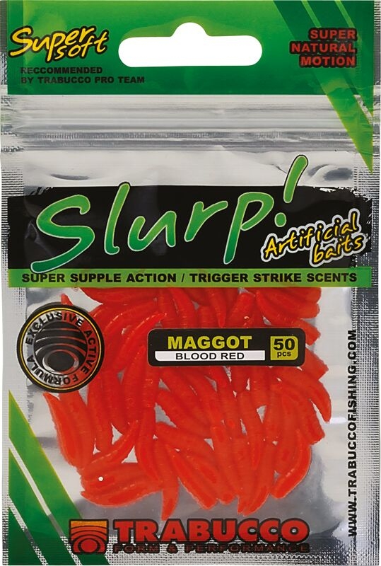 Силиконовый опарыш, личинка мухи TRABUCCO Slurp Maggots Red