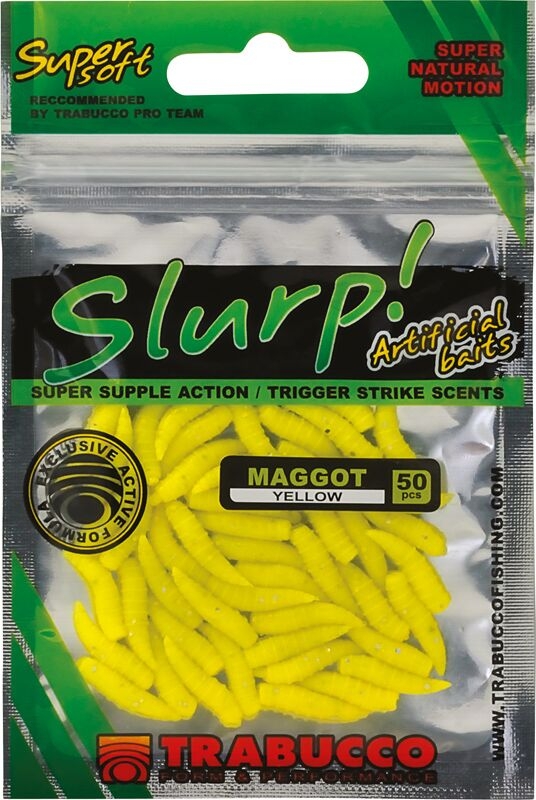 Силиконовый опарыш, личинка мухи TRABUCCO Slurp Maggots Yellow