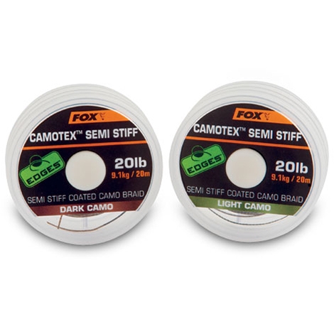 Поводковый материал Fox Edges Camotex Semi Stiff Dark Camo 20lb 20m