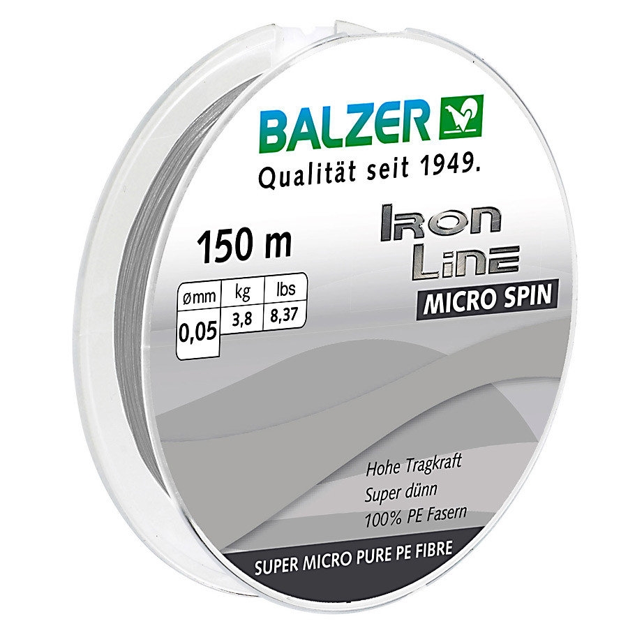 Шнур Balzer Iron Line Micro Spin PE 3x Light Grey 150м 0.05мм 3,8кг (светло-серый) 