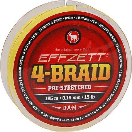 Шнур DAM Effzett 4-BRAID 125м 0,15мм 9,1кг (yellow) 