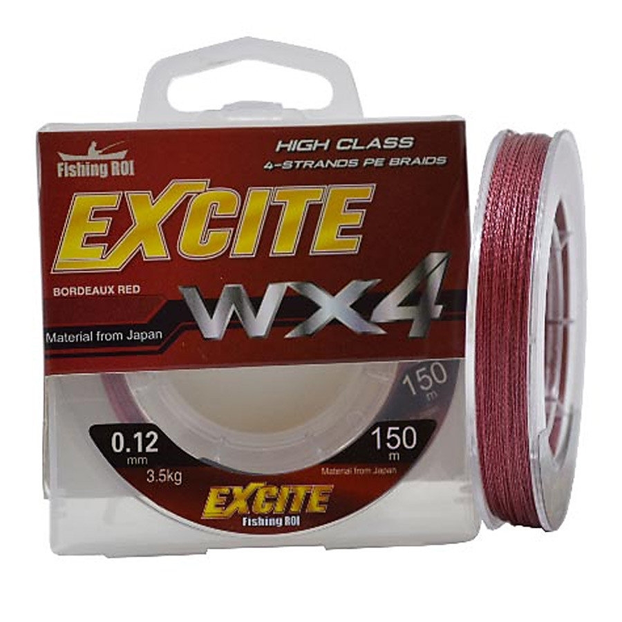 Шнур Fishing ROI Excite WX4 150м 0,12мм 3.5кг цвет-bordeaux red 