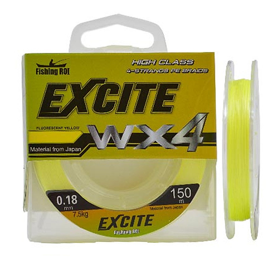 Шнур Fishing ROI Excite WX4 150м 0,14мм 4.7кг цвет-fluorescent yellow 