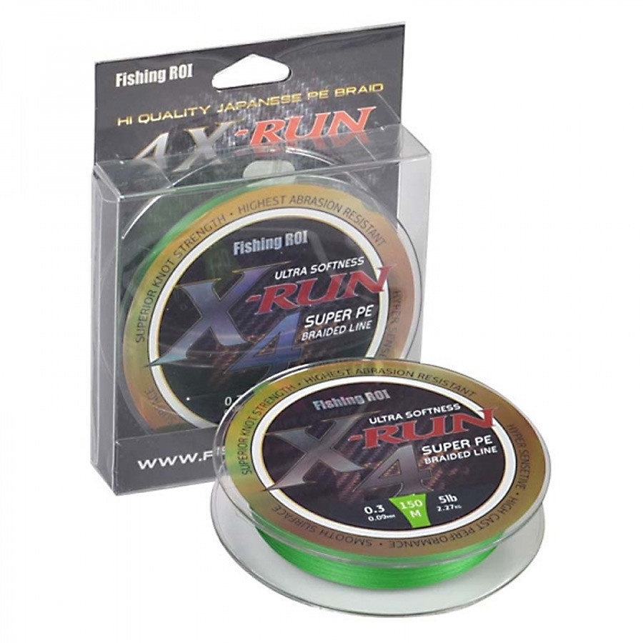 Шнур Fishing ROI X-Run Braid 4PE 150м 0,165мм 7.26 кг цвет-Grass Green 